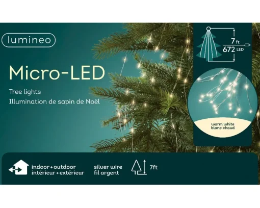 672 LED light garland on silver wire, int./ext., warm white, 7′
