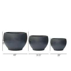 Anthracite fiber clay round planter