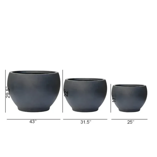 Anthracite fiber clay round planter