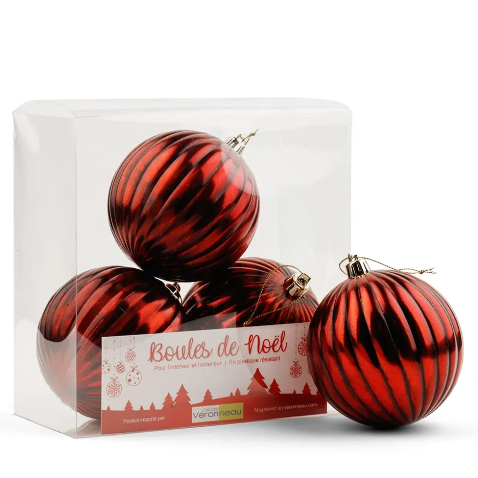 Antique red striped Christmas ornaments, 4″