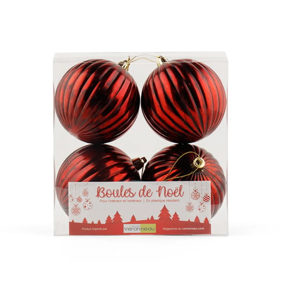 Antique red striped Christmas ornaments, 4″