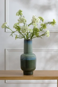 Aqua green two-tone terracotta vase