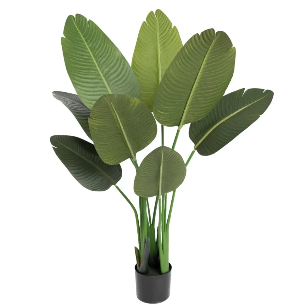 Artificial bird of paradise in a black pot, 48"