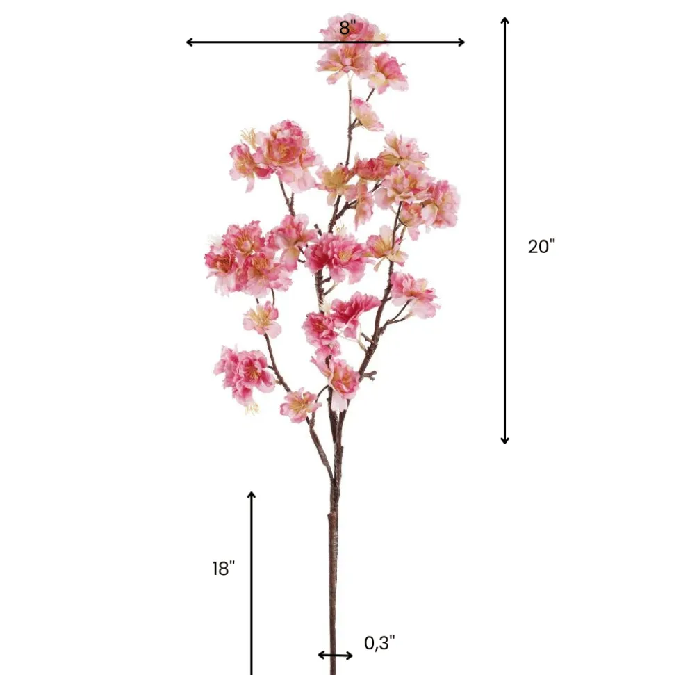 Artificial budding dark pink cherry blossom stem, 38″