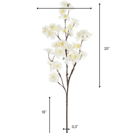 Artificial cream cherry blossom flower stem, 38"