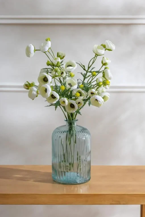 Artificial cream ranuculus flower spray, 25"