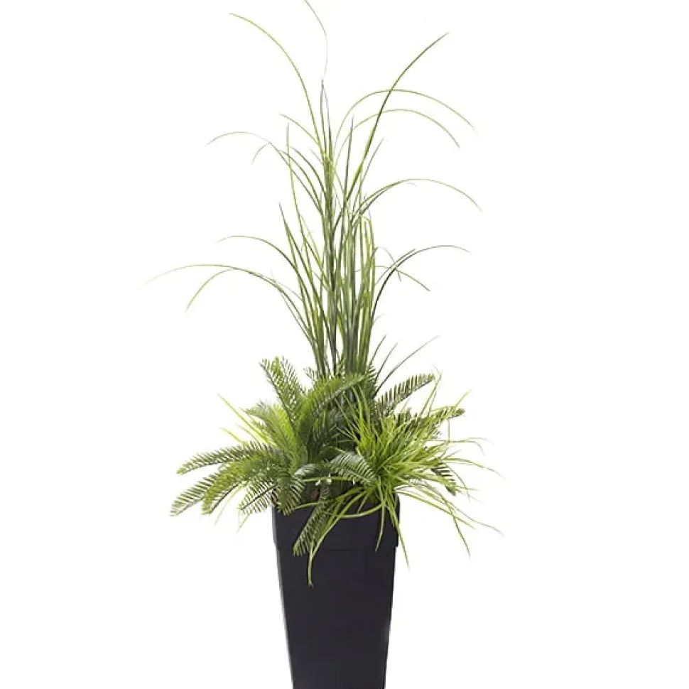 Artificial cycas and grass potted arrangement, 55″