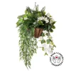 Artificial cycas and white hibiscus hanging arrangement, 36 x 22"