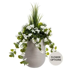 Artificial DIY outdoor planter kit in beige pot