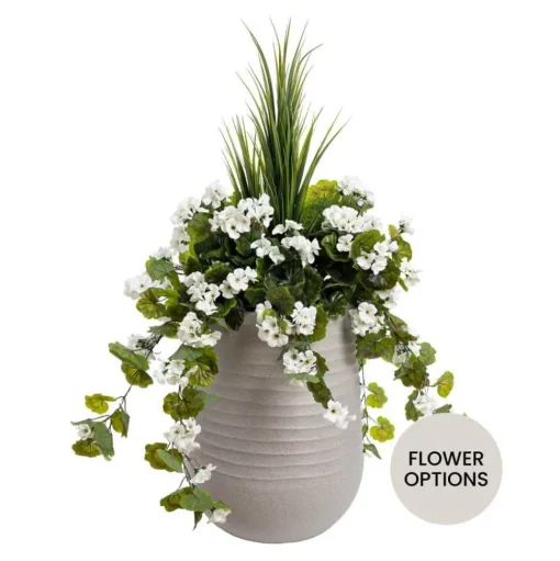 Artificial DIY outdoor planter kit in beige pot