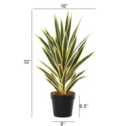 Artificial green and yellow yucca plant, 32″