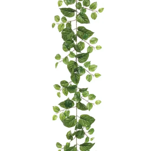 Artificial large leaf pothos garland, 72"