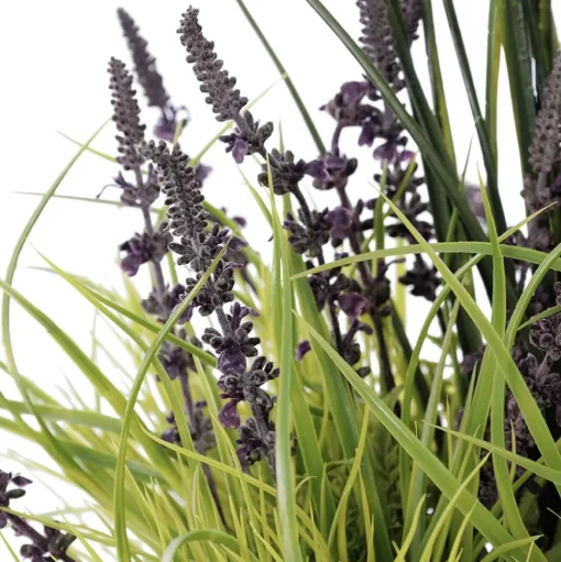 Artificial lavender and grass in a grey terrazzo beige pot, 55"
