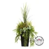 Artificial plant and orange flower outdoor planter, 55″