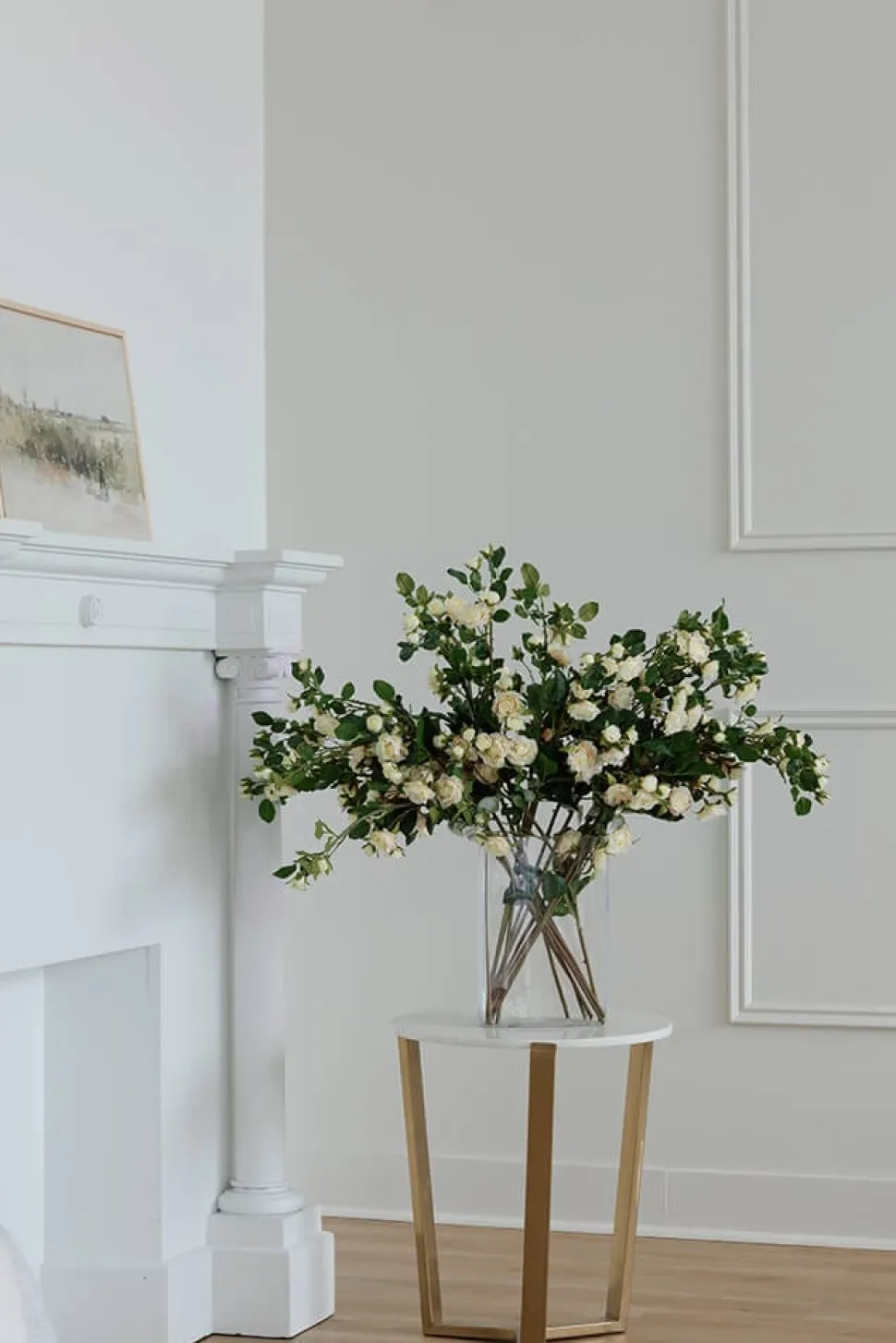 Artificial rambling cream rose stem, 37"