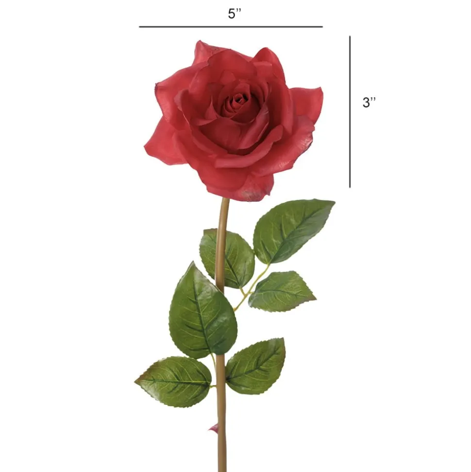 Artificial real touch red rose, 23"