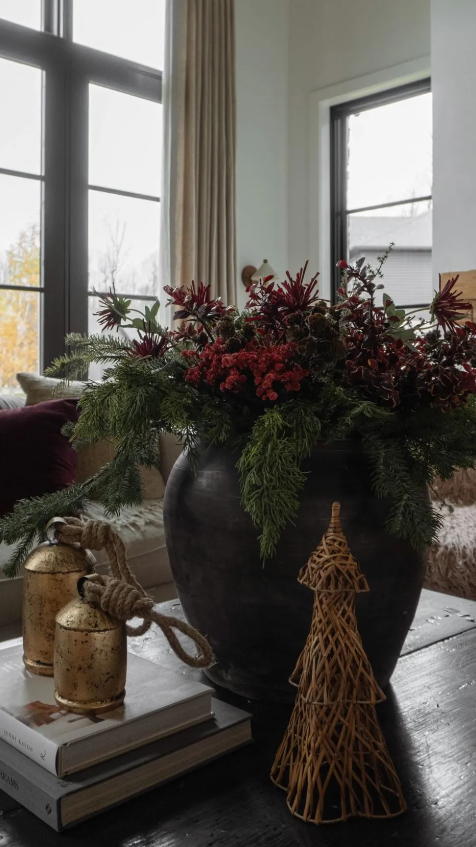 Artificial red gypsophila bush, 15″