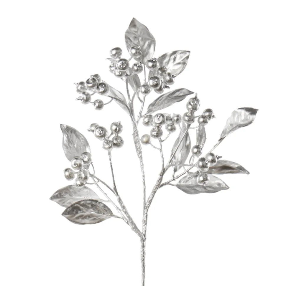 Artificial silver berry foliage, 15″