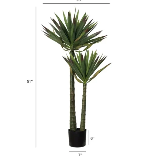 Artificial two-trunk agave americana, 51"