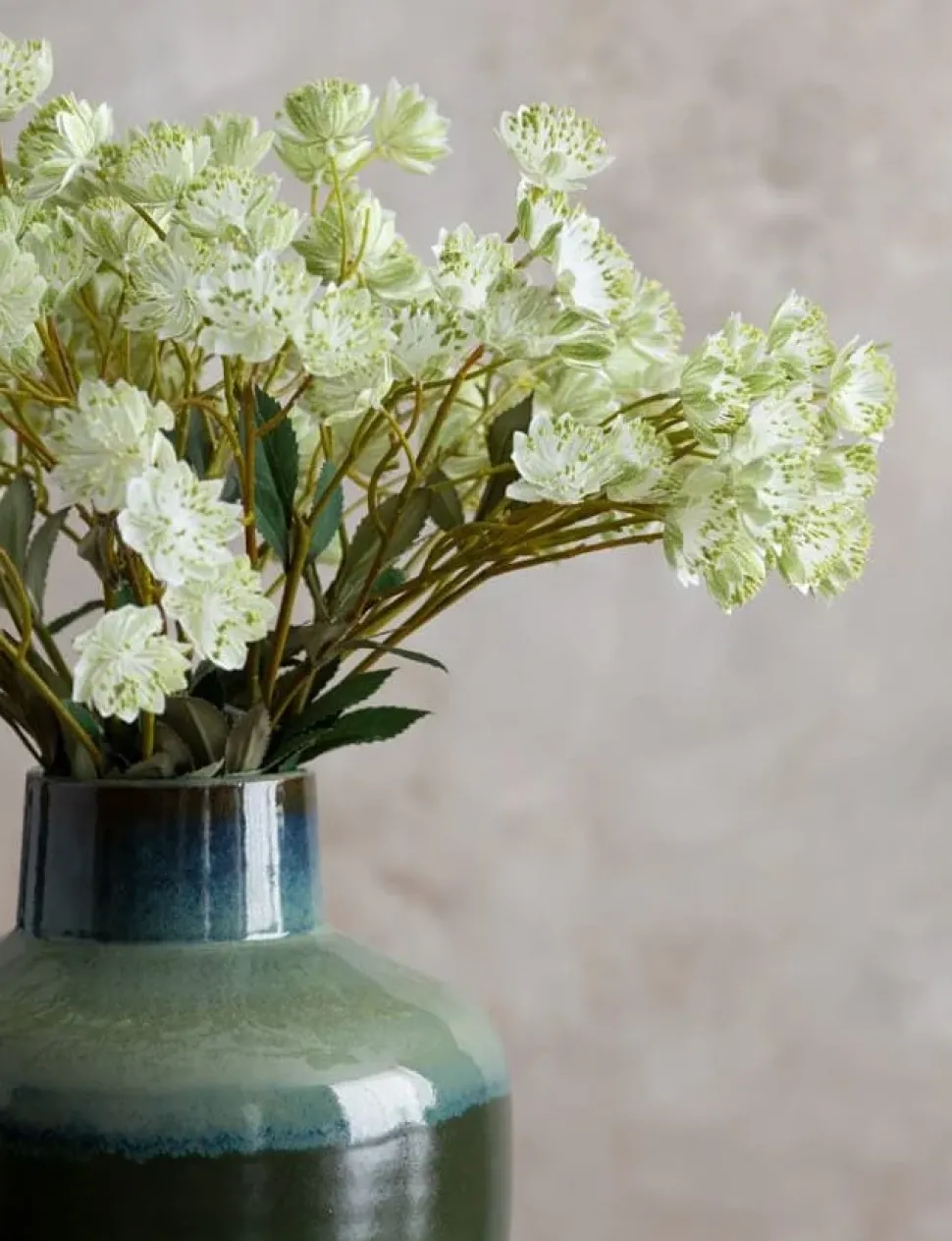Artificial white astrantia flower stem, 24"
