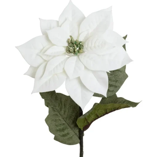Artificial white Christmas poinsettia flower, 28"