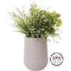 Artificial white flower arrangement in a grey terrazzo beige pot, 28"