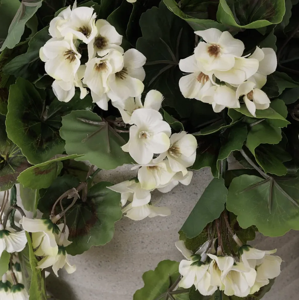 Artificial white geranium in a grey terrazzo beige pot, 55"