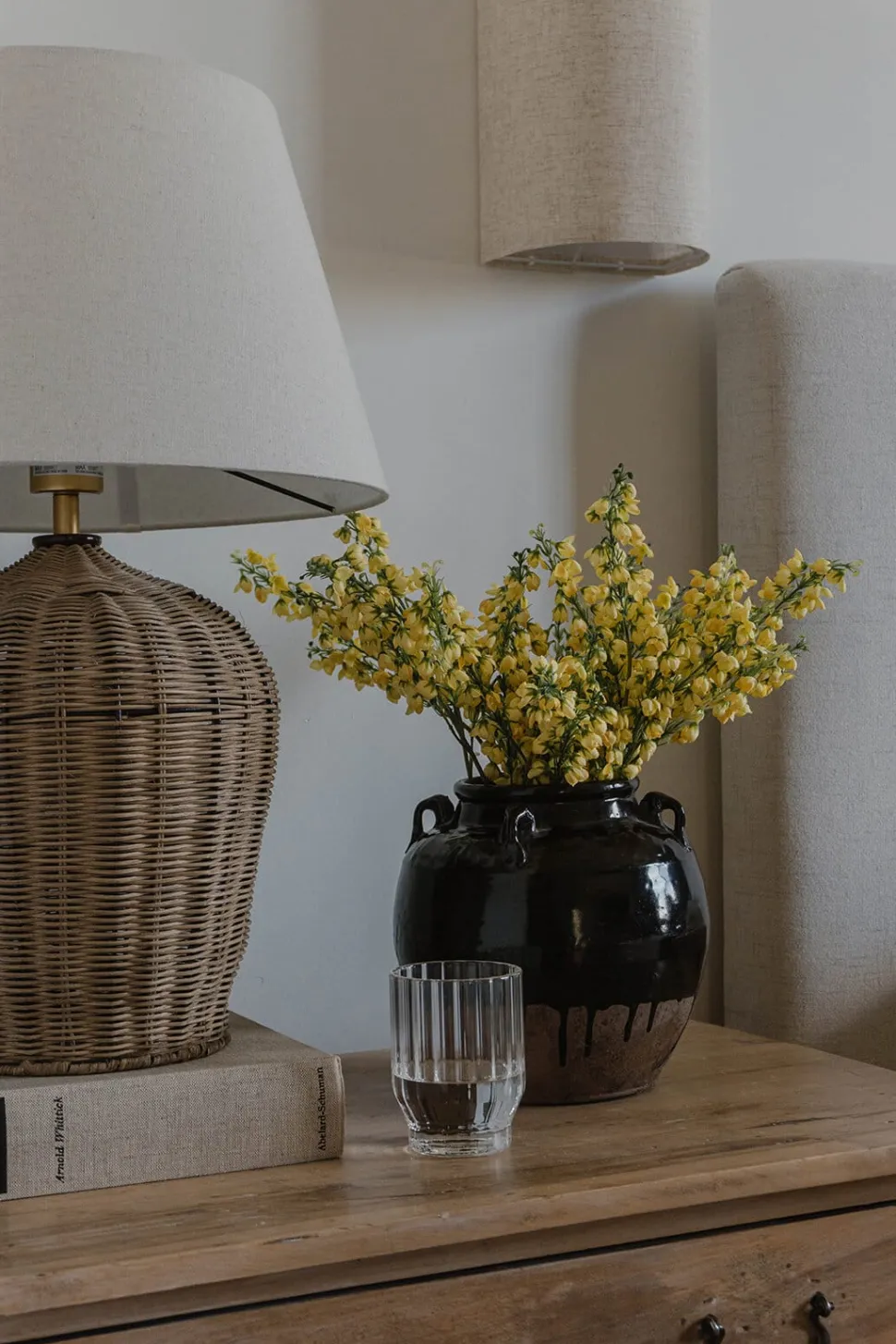 Artificial yellow coral bell flower spray, 27"