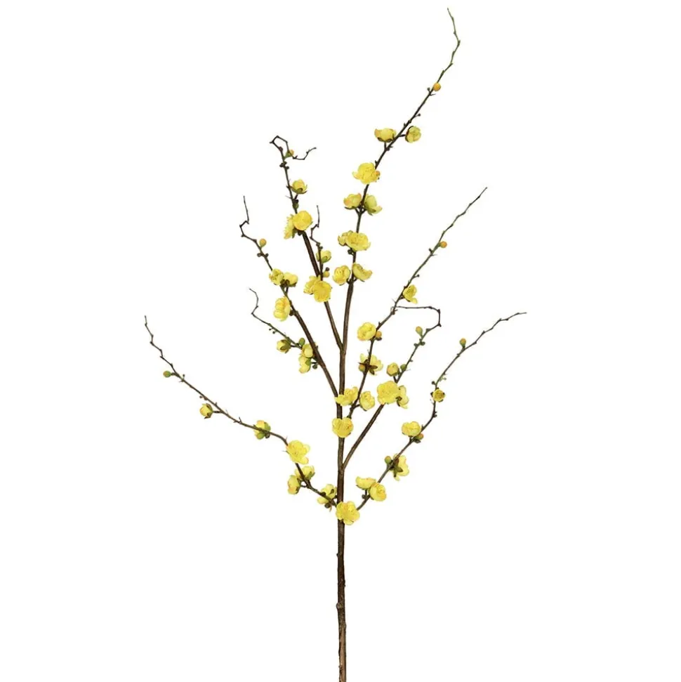 Artificial yellow plum blossom branch, 51"