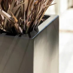 Bac à fleurs en acier inoxydable noir avec trou de drainage, 43 x 37″