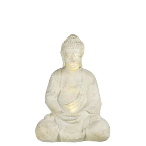 Beige buddha statue with solar light, 16 x 12"
