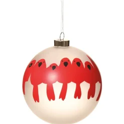 Bird print glass Christmas ornament, 4,5″