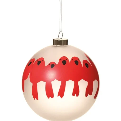 Bird print glass Christmas ornament, 4,5″
