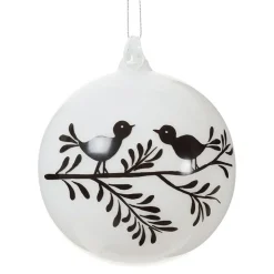 Birds patterned glass ornament, 4″