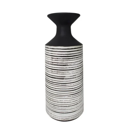 Black and white ceramic vase, 20 x 8"