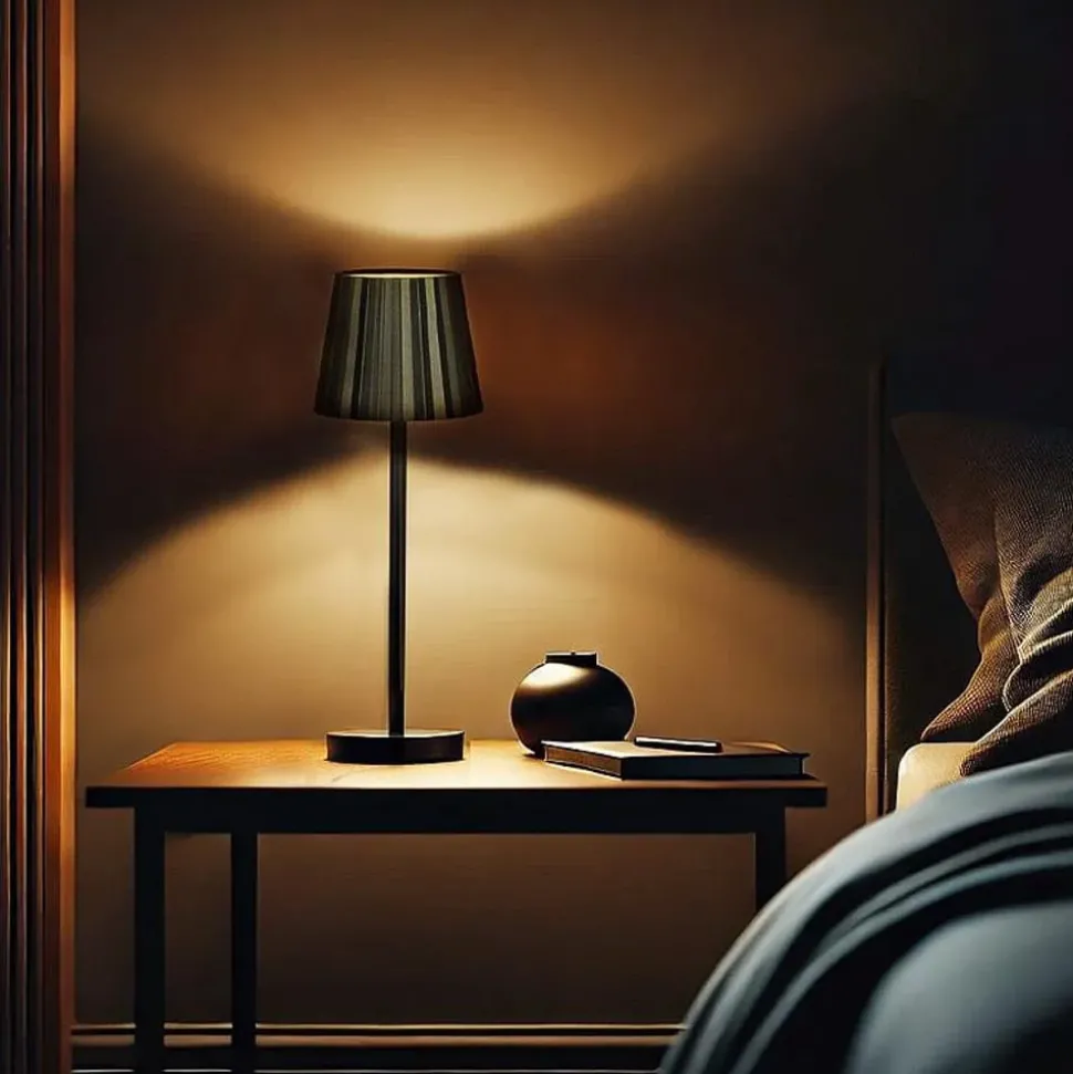 Black cordless dimmable LED table lamp, 15"