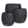 Black stone effect round pot