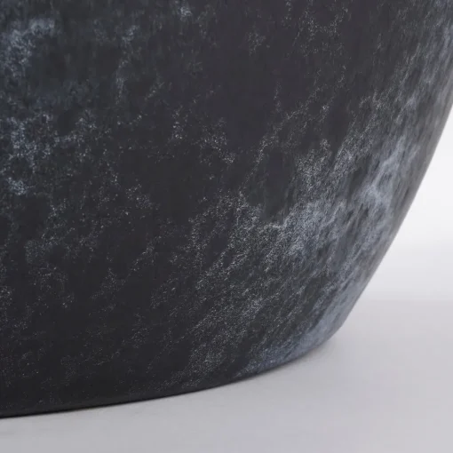 Black stone effect round pot