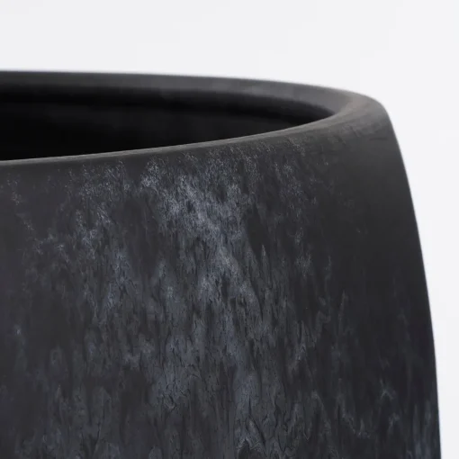 Black stone effect round pot