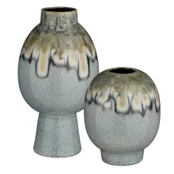 Blue stoneware vase