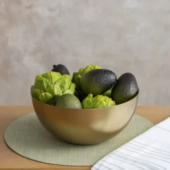 Bol décoratif or avec intérieur crème, 10″