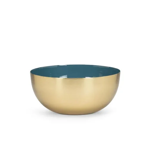 Bol décoratif or avec intérieur bleu, 8″