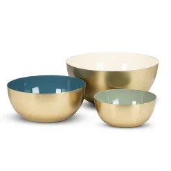 Bol décoratif or avec intérieur bleu, 8″