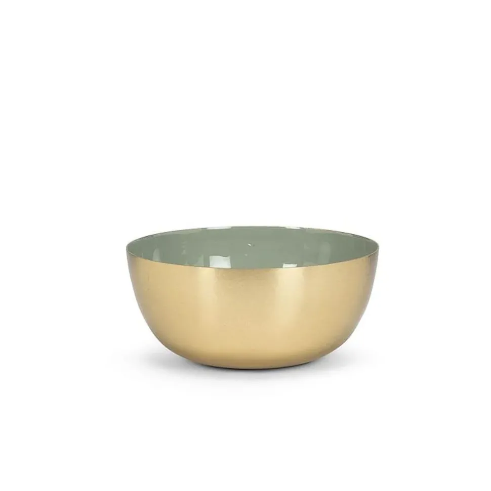Bol décoratif or avec intérieur vert sauge, 6″
