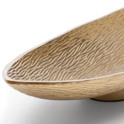 Bol décoratif oval champagne en aluminium, 5 x 17,5″