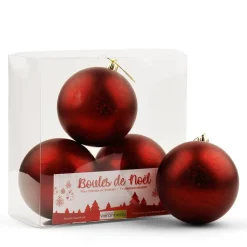 Boules de Noël bourgogne fini mercure mat, 4″