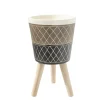 Brown and black patterned standing planter, 18 x 10"