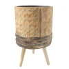 Brown woven standing planter, 25,5 x 15,5"