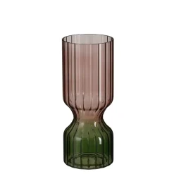 Burgundy and olive glass decorative vase, 9 x 3,5"