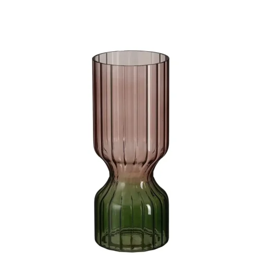 Burgundy and olive glass decorative vase, 9 x 3,5"